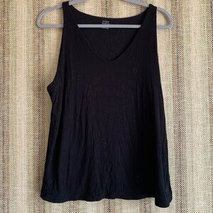 Cozy Earth Tank Top Shirt Blouse Black Ribbed Size Medium Casual Lounge